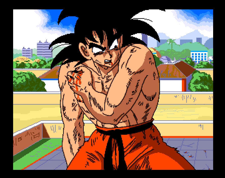 An injured Goku from Dragon Ball Z. Yawara